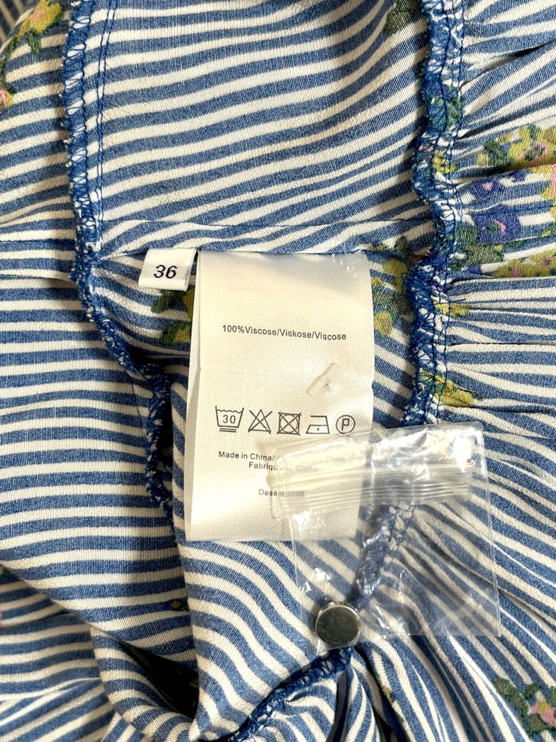 Blue & White Striped Floral Dress