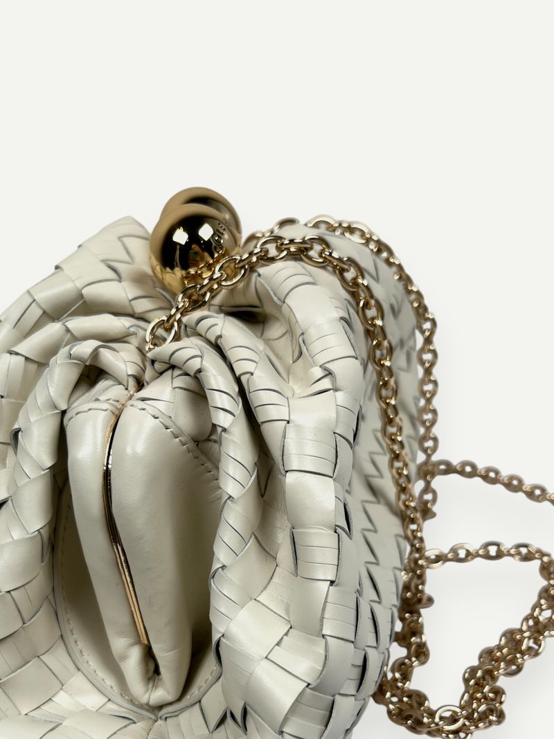 White Woven Leather Clutch