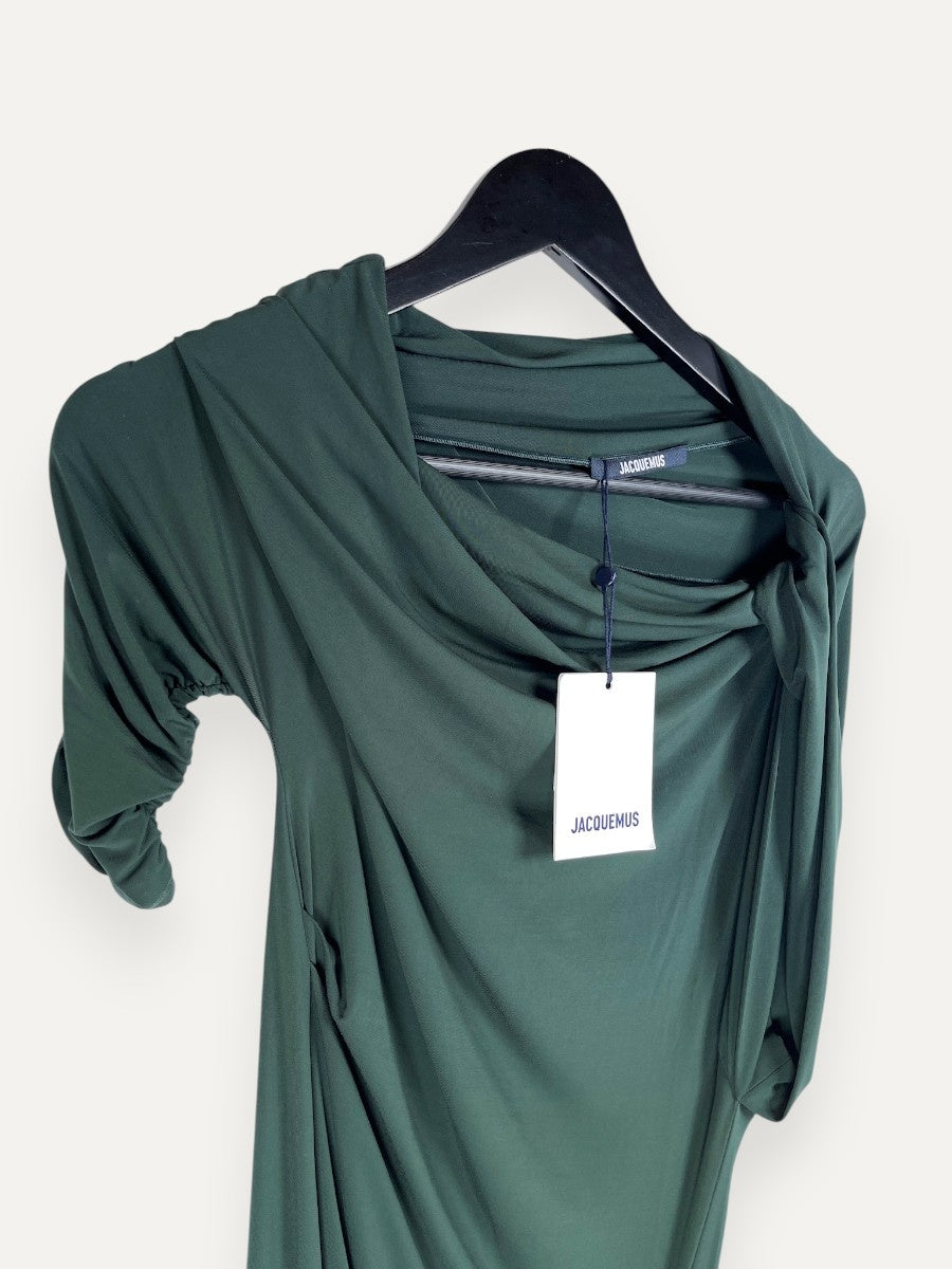 Asymmetrical Dark Green Knee Length Dress