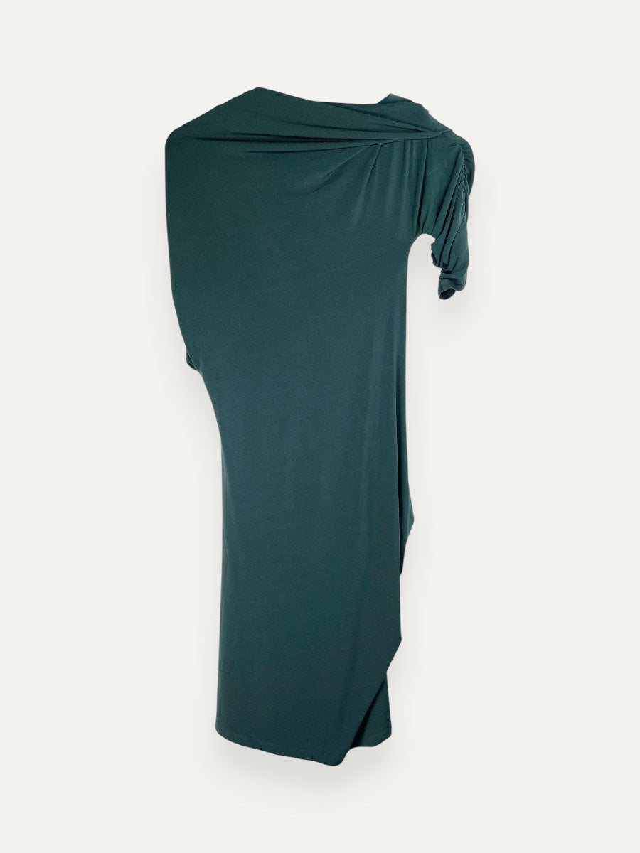 Asymmetrical Dark Green Knee Length Dress