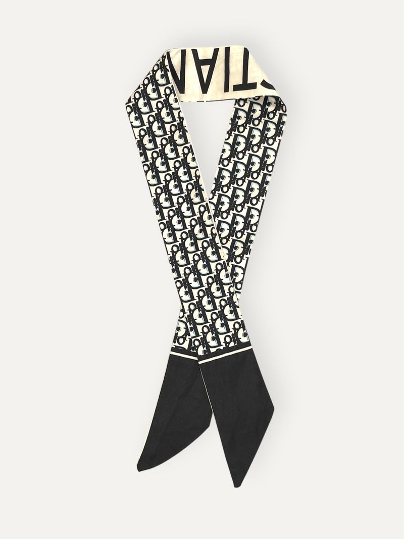 Monogram Black & White Mitzah Silk Scarf