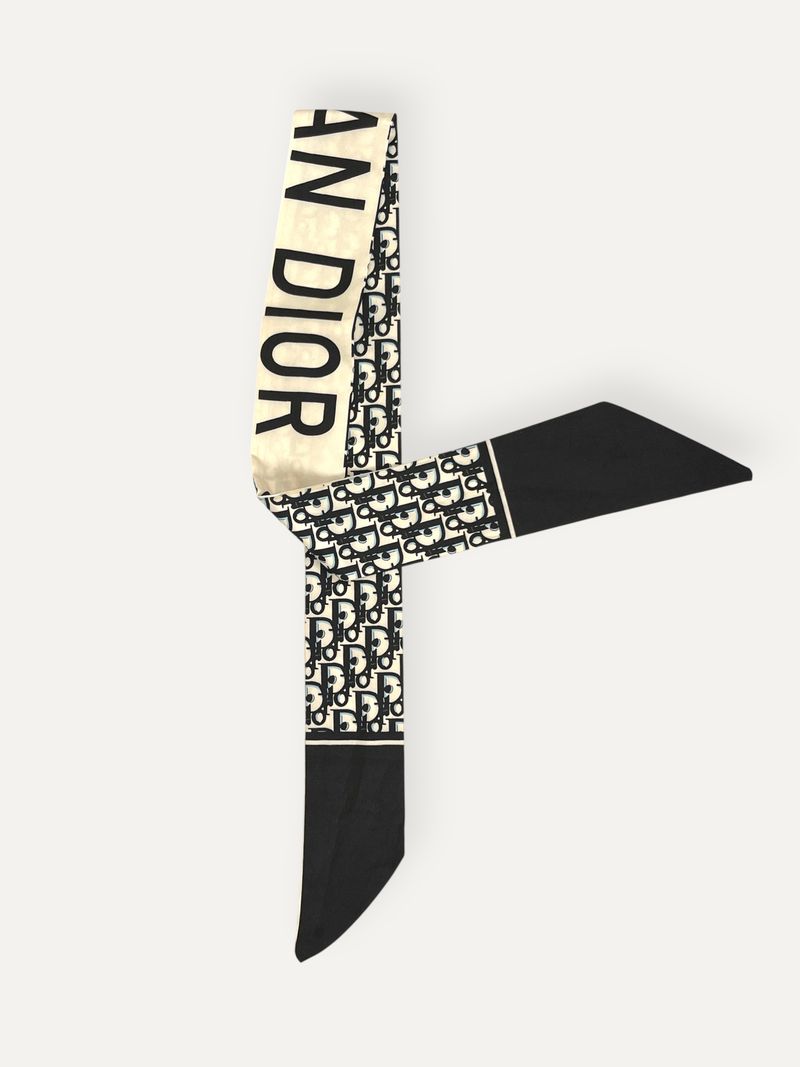 Monogram Black & White Mitzah Silk Scarf