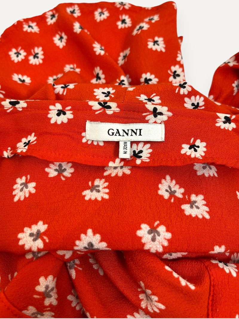 Red Floral Wrap Blouse