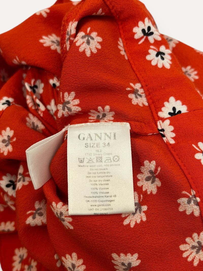 Red Floral Wrap Blouse