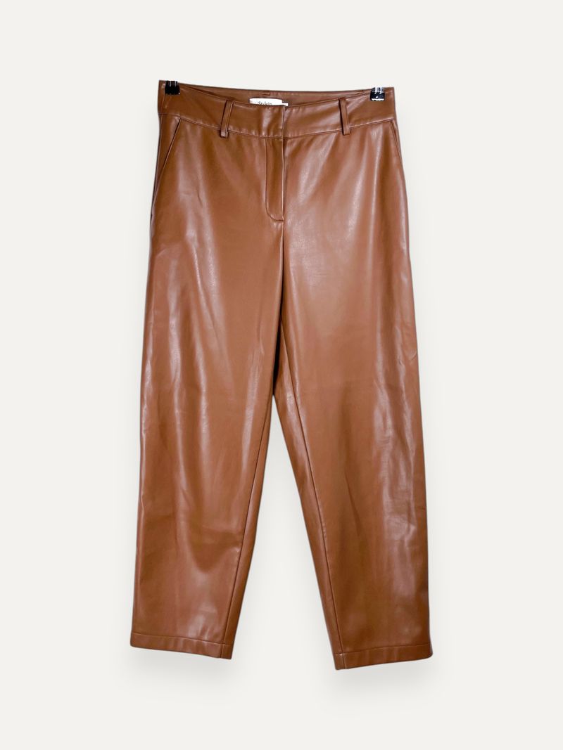 Verde Brown Faux Leather Trousers
