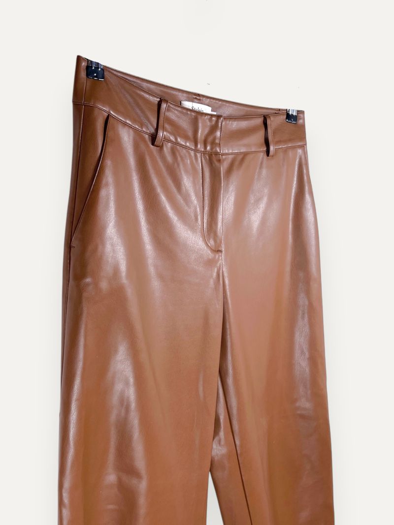 Verde Brown Faux Leather Trousers