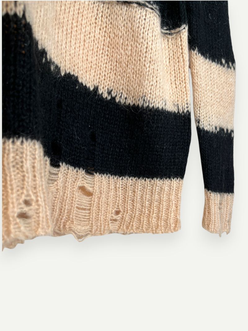 Black & Beige Striped Knit