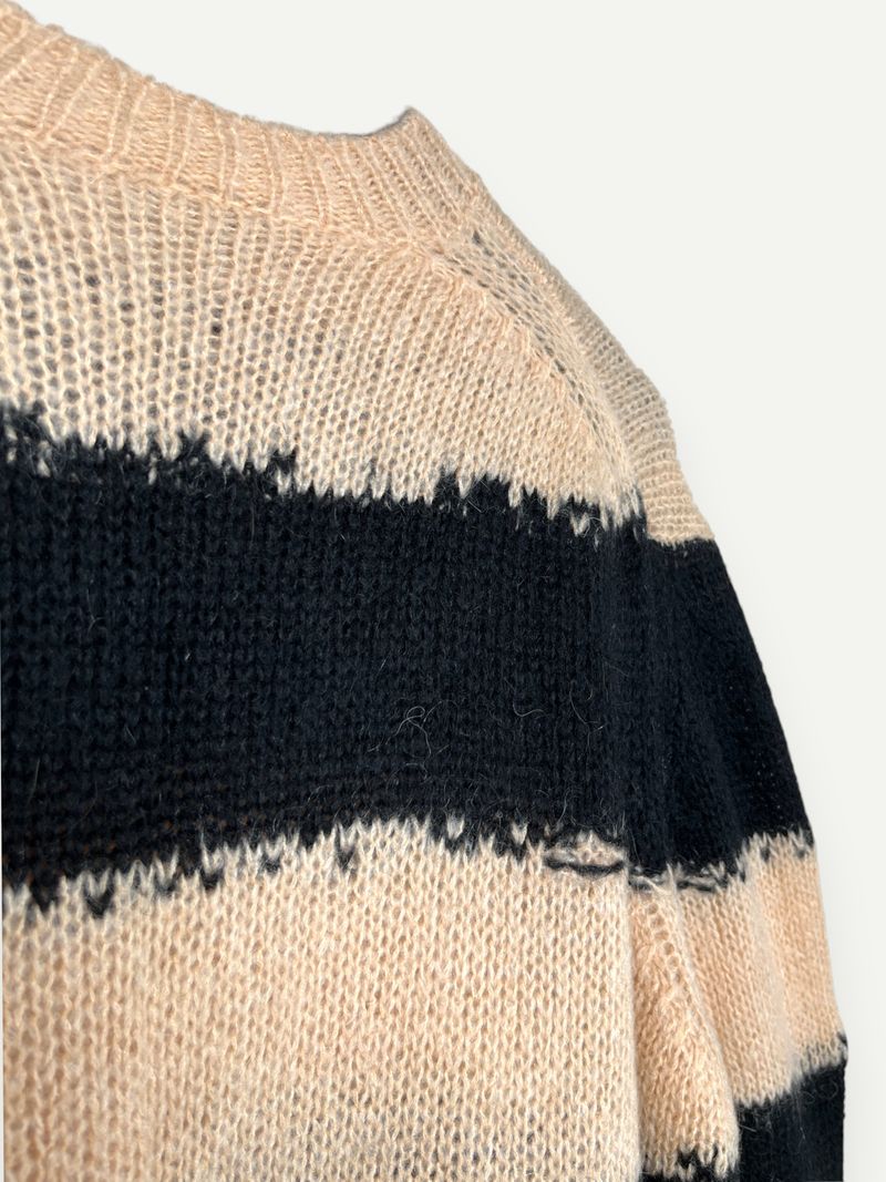 Black & Beige Striped Knit