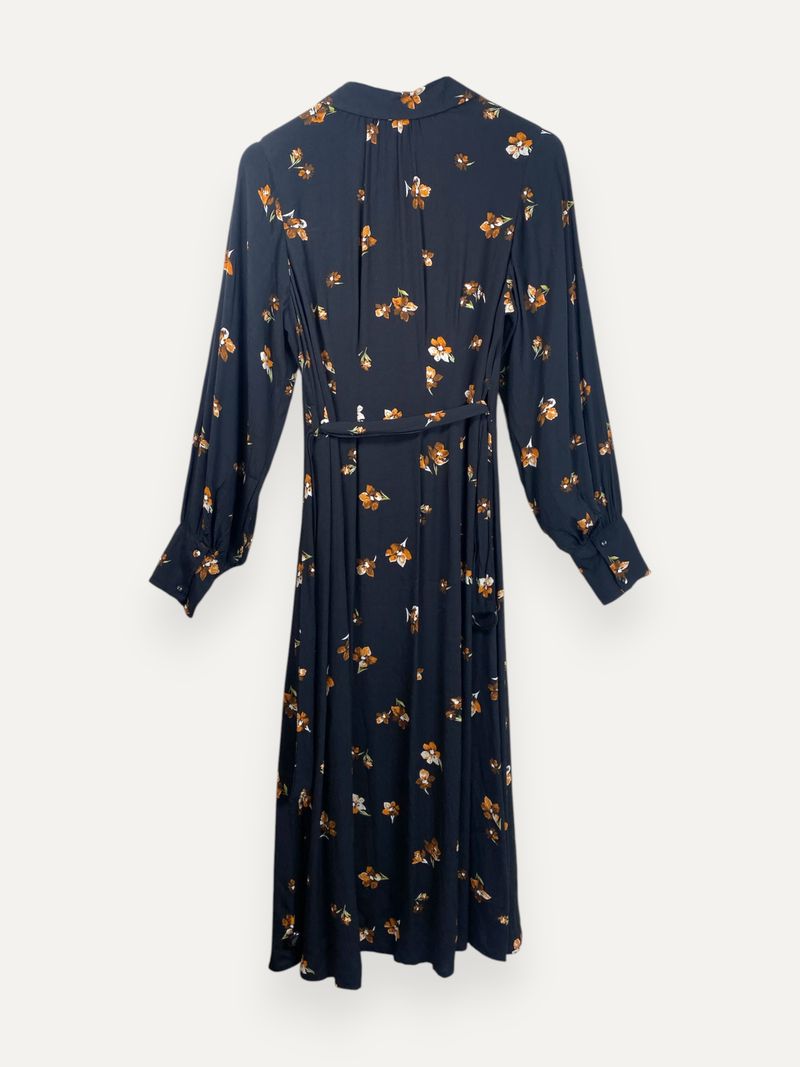 Black Floral Long Sleeve Shirt Dress