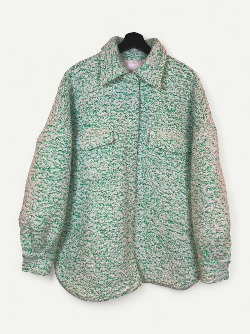 Patterned Oversized Green Jacket