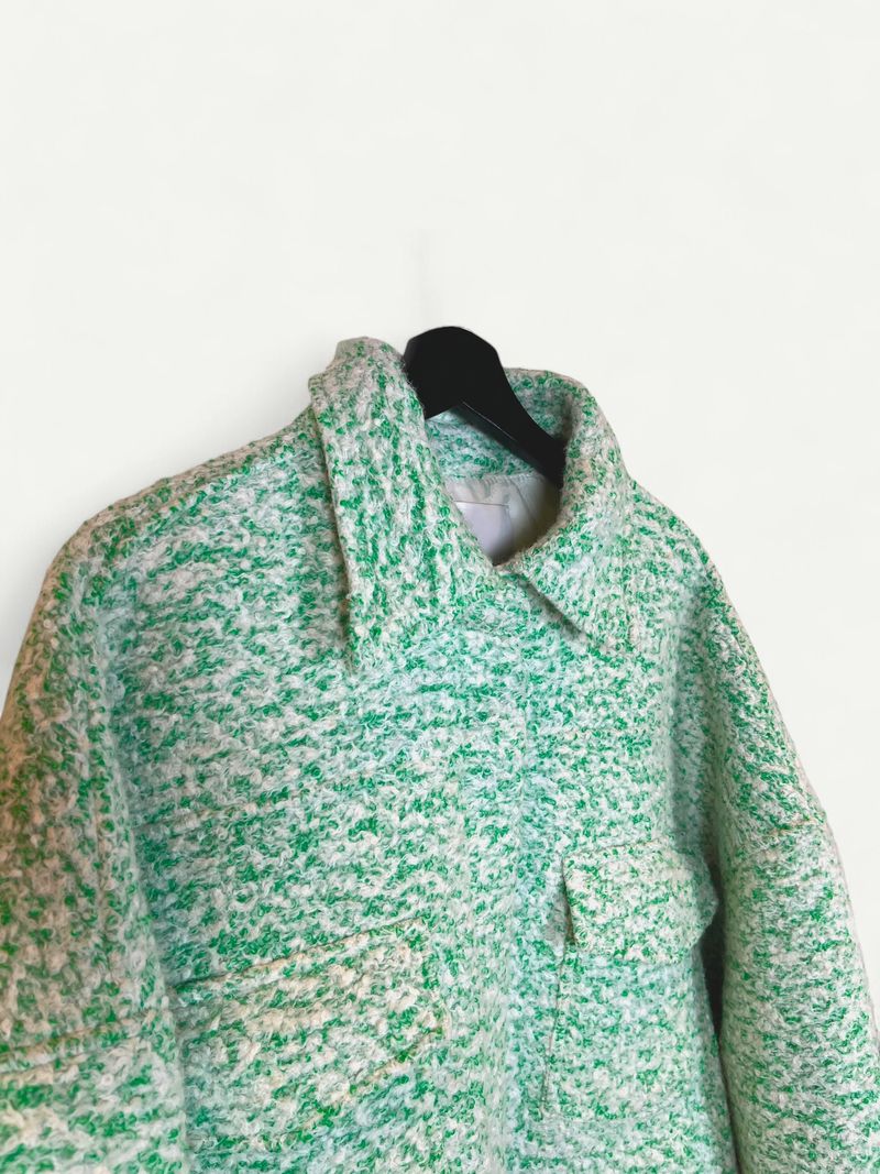 Patterned Oversized Green Jacket