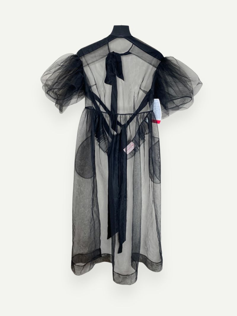 Black Sheer Puff Sleeve Dress