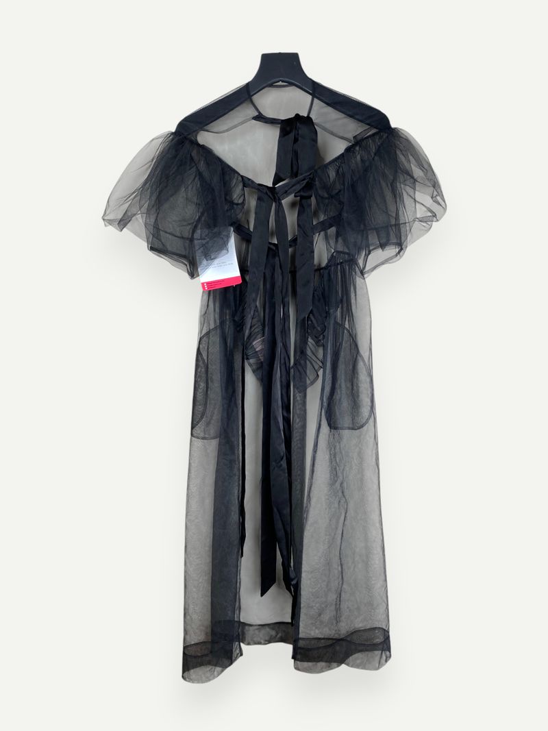 Black Sheer Puff Sleeve Dress