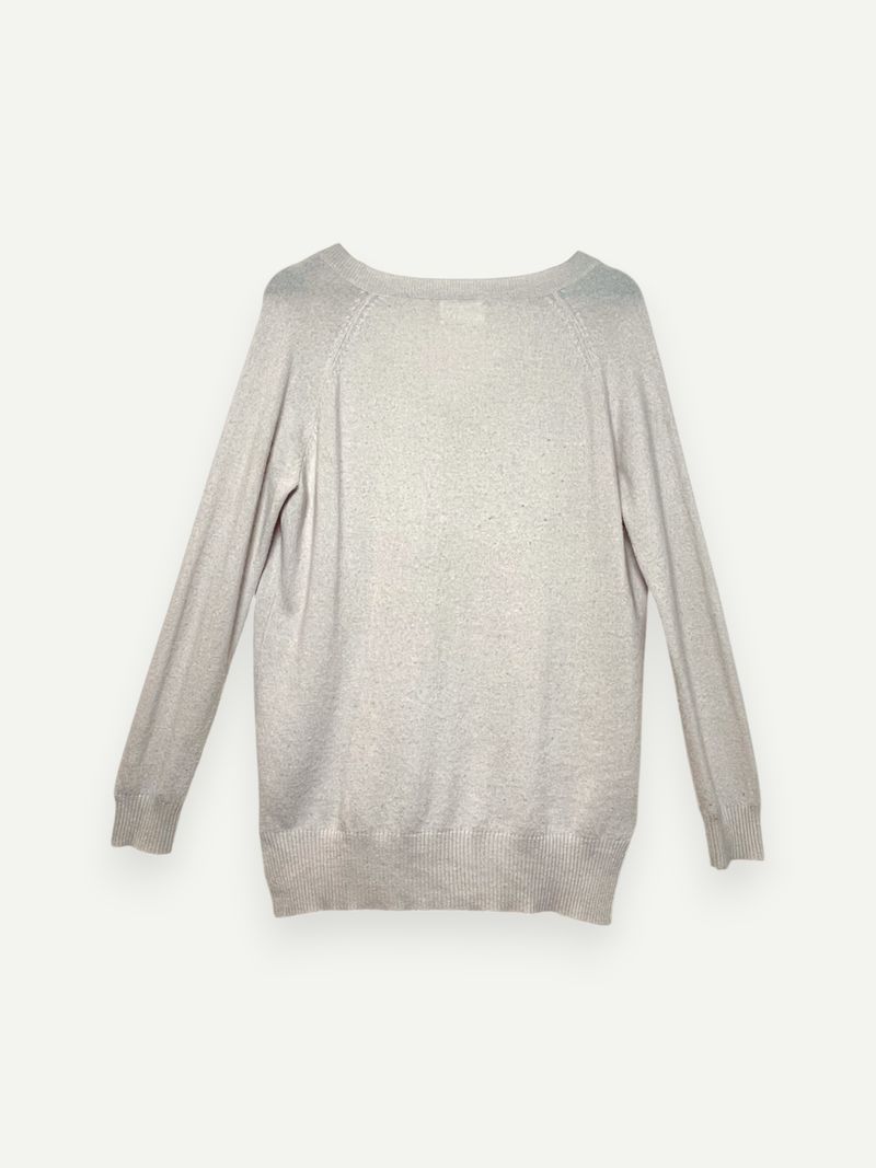 Beige V-Neck Cashmere Knit