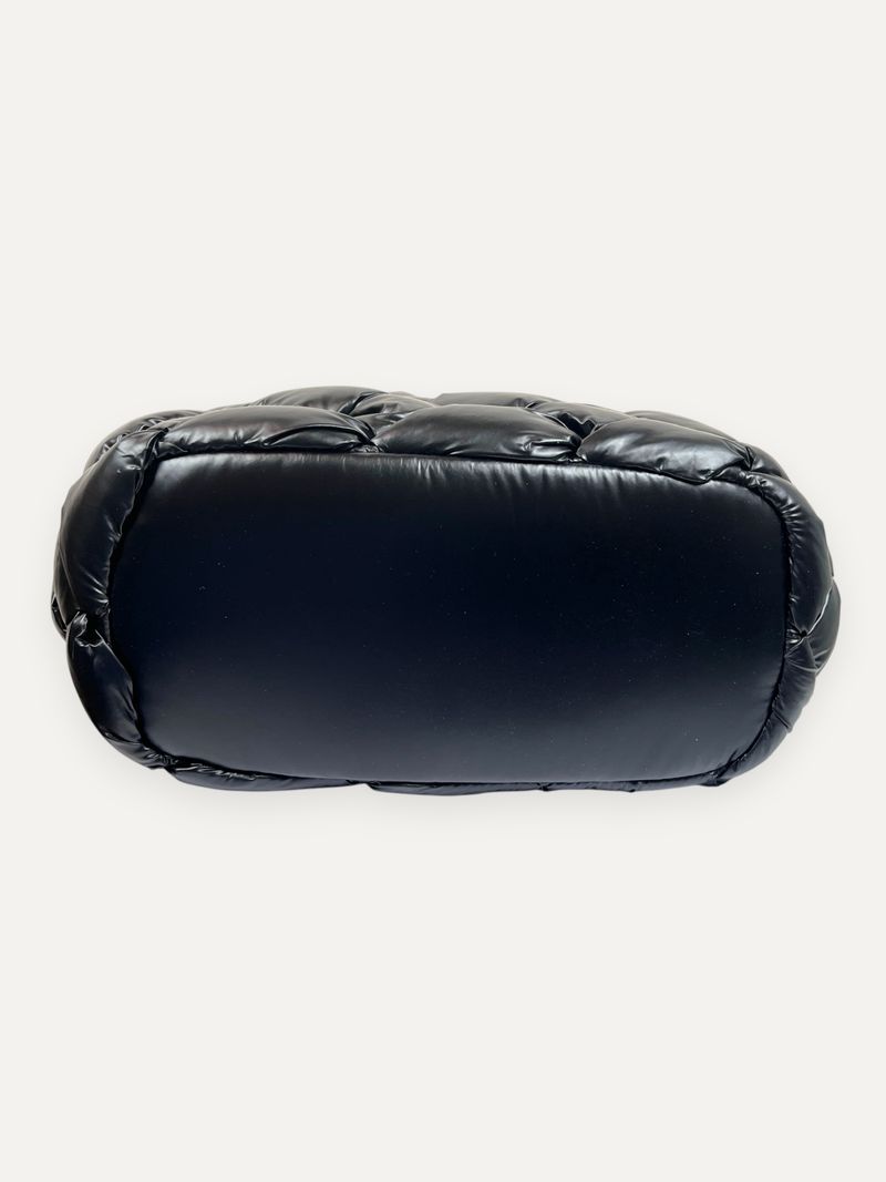 Woven Black Puffer Crossbody Bag