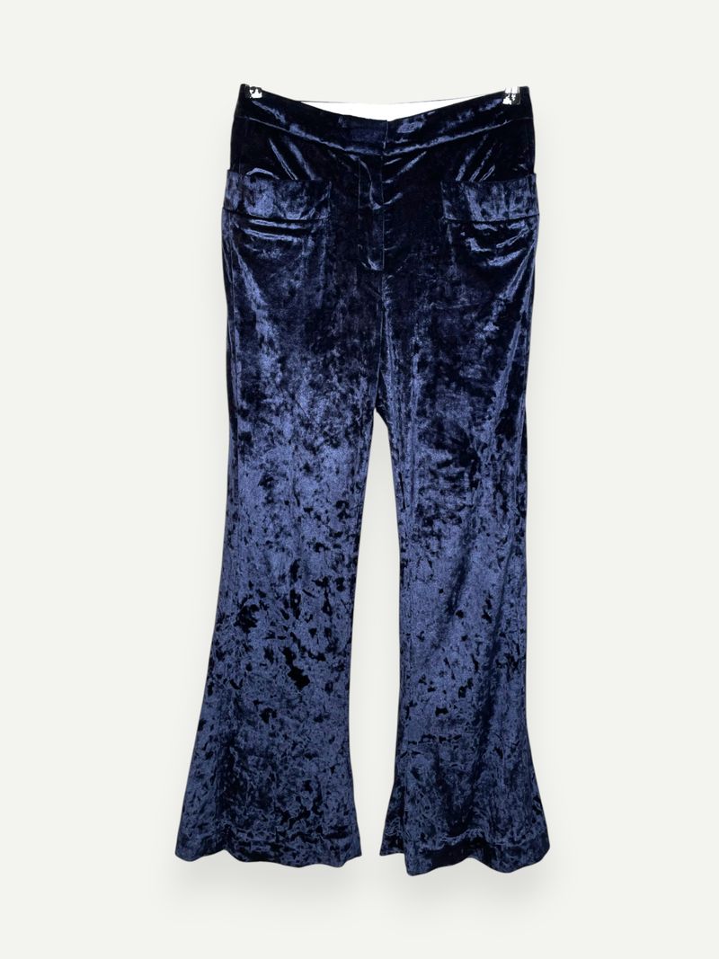 Dark Blue Velvet Casual Pants