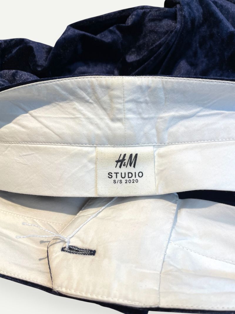 Dark Blue Velvet Casual Pants