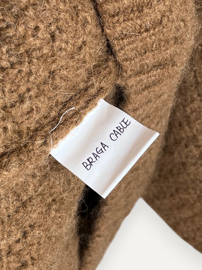 Camel Cable V-Neck Knit