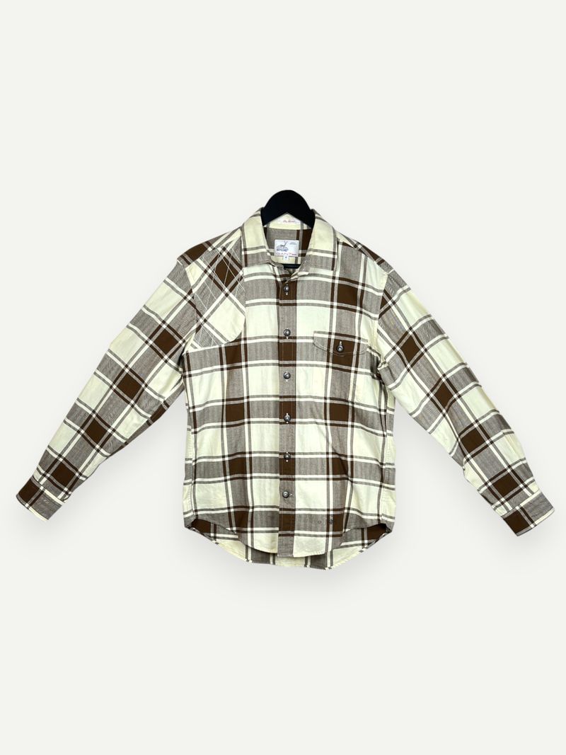 Yellow and Brown Plaid Casual Shirt