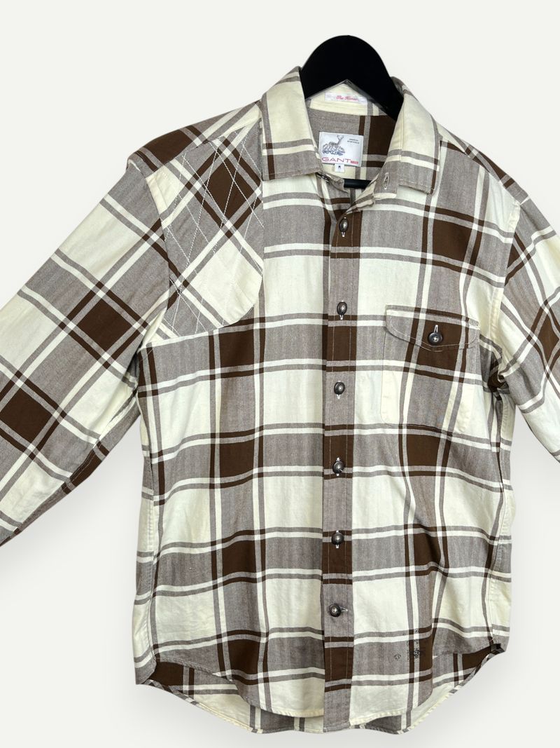 Yellow and Brown Plaid Casual Shirt