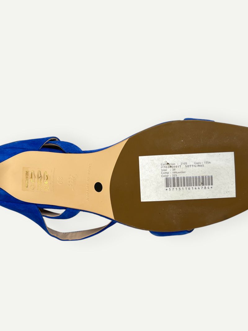 Blue Suede High Heel Sandal