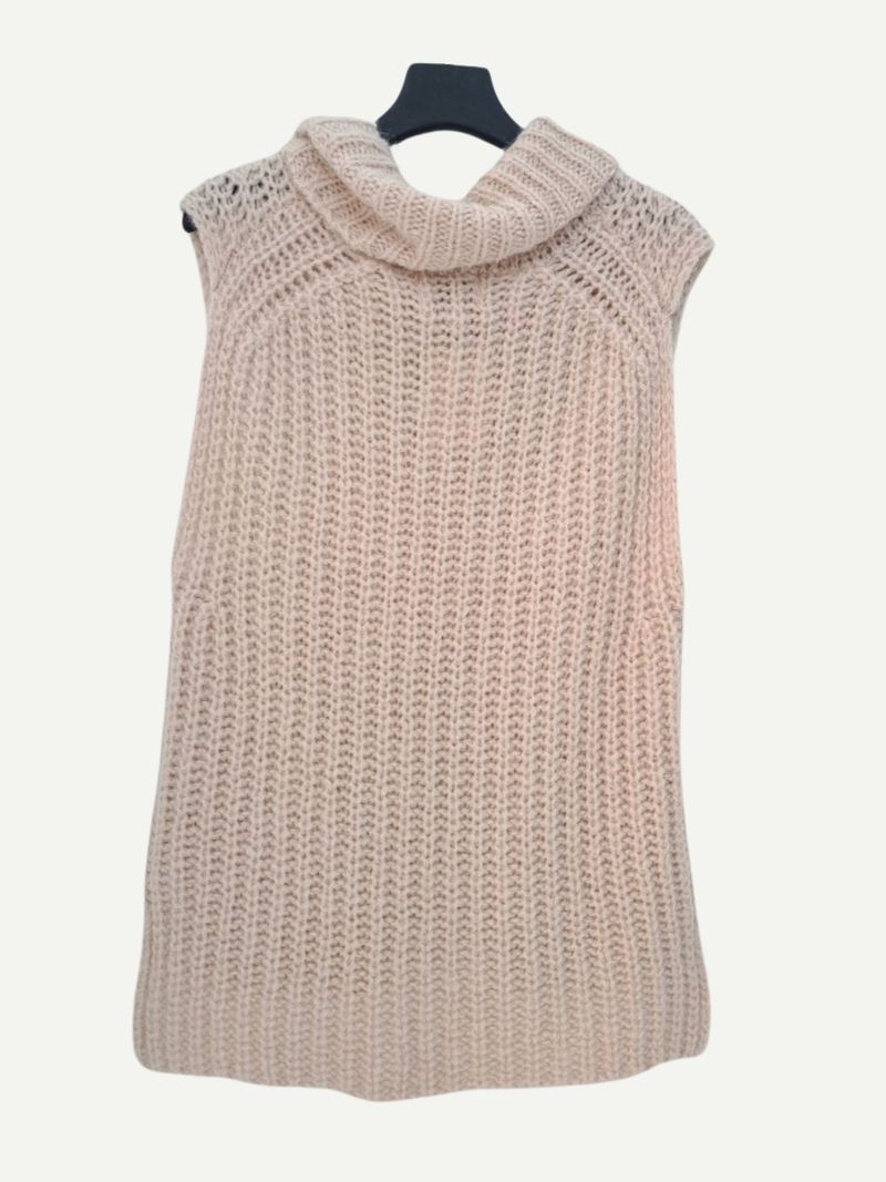 Beige Sleeveless Knitwear