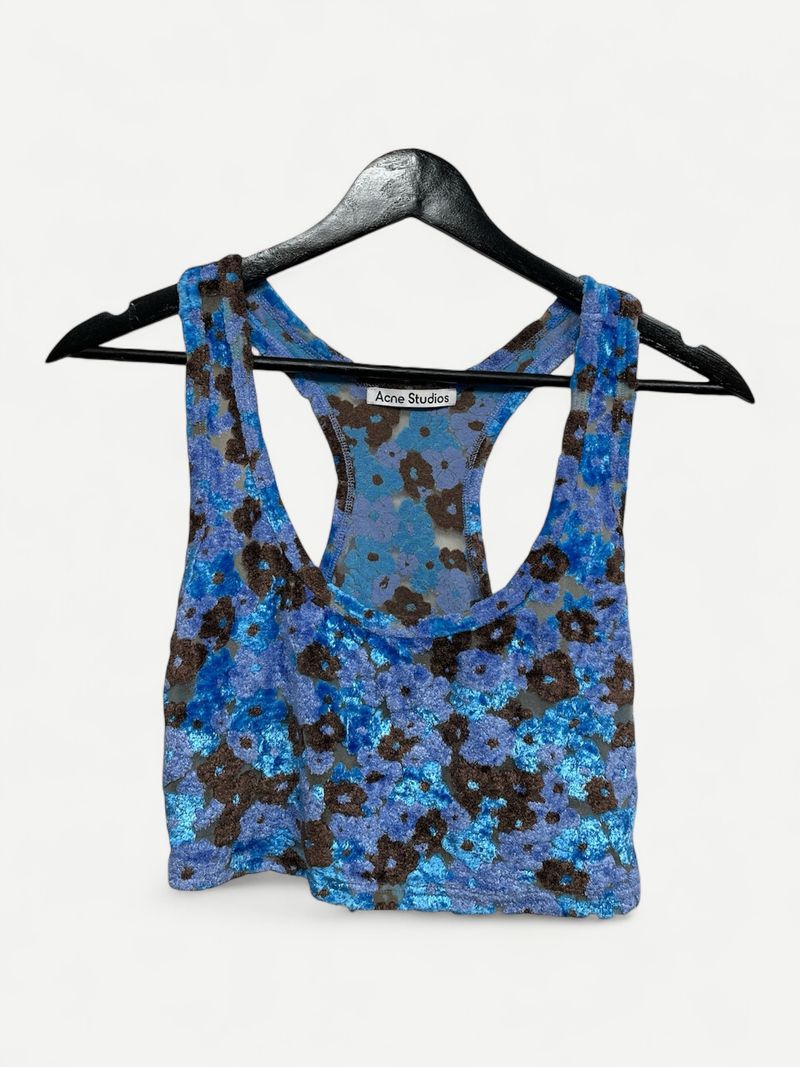 Patterned Blue Tank Top