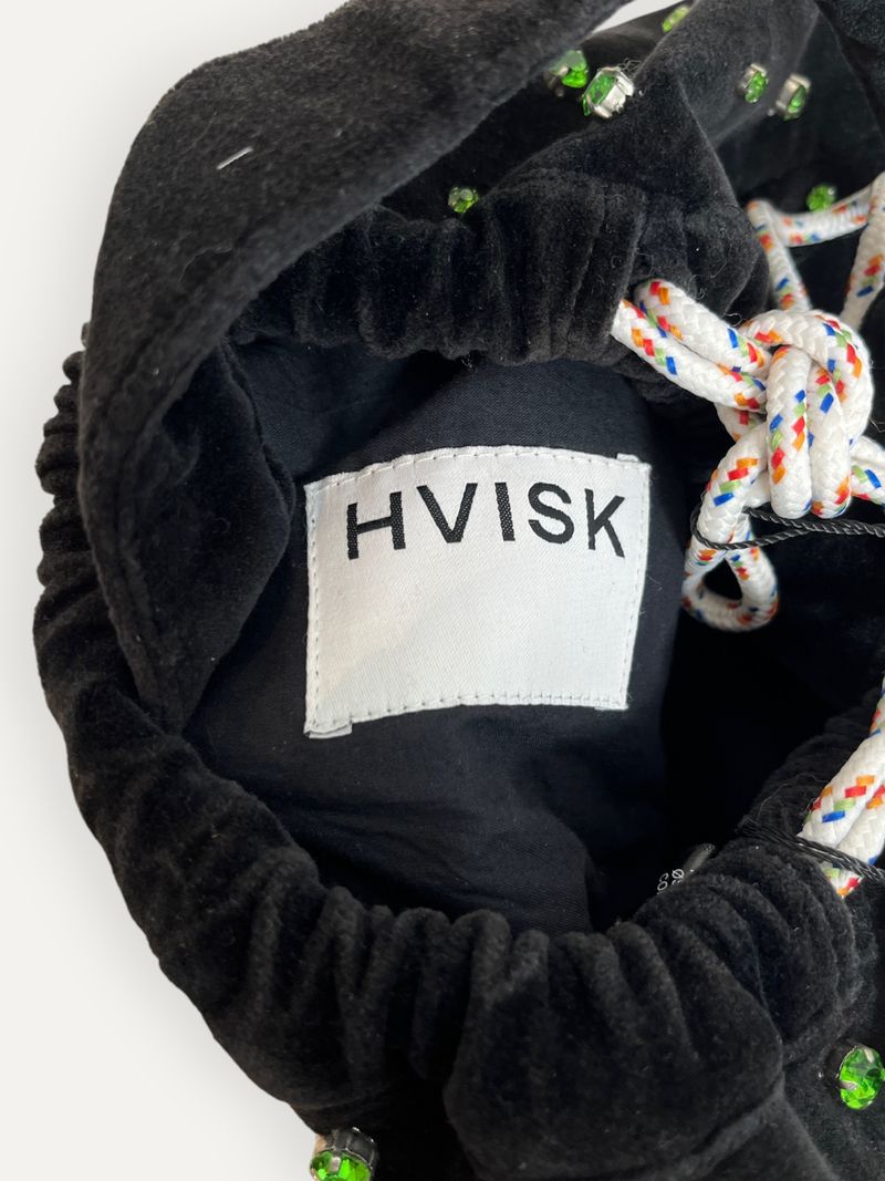 Poke Rhinestone Black Velvet Pouch Handbag