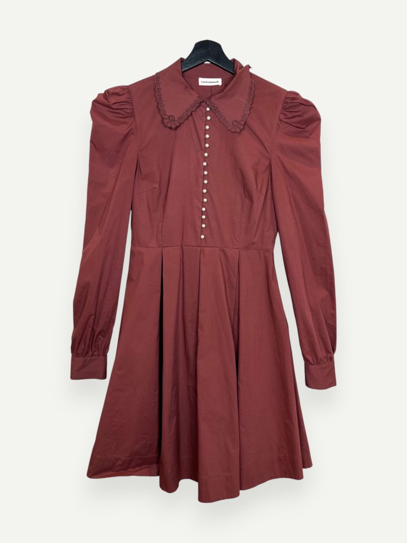 Maroon Cotton Knee Length Dress