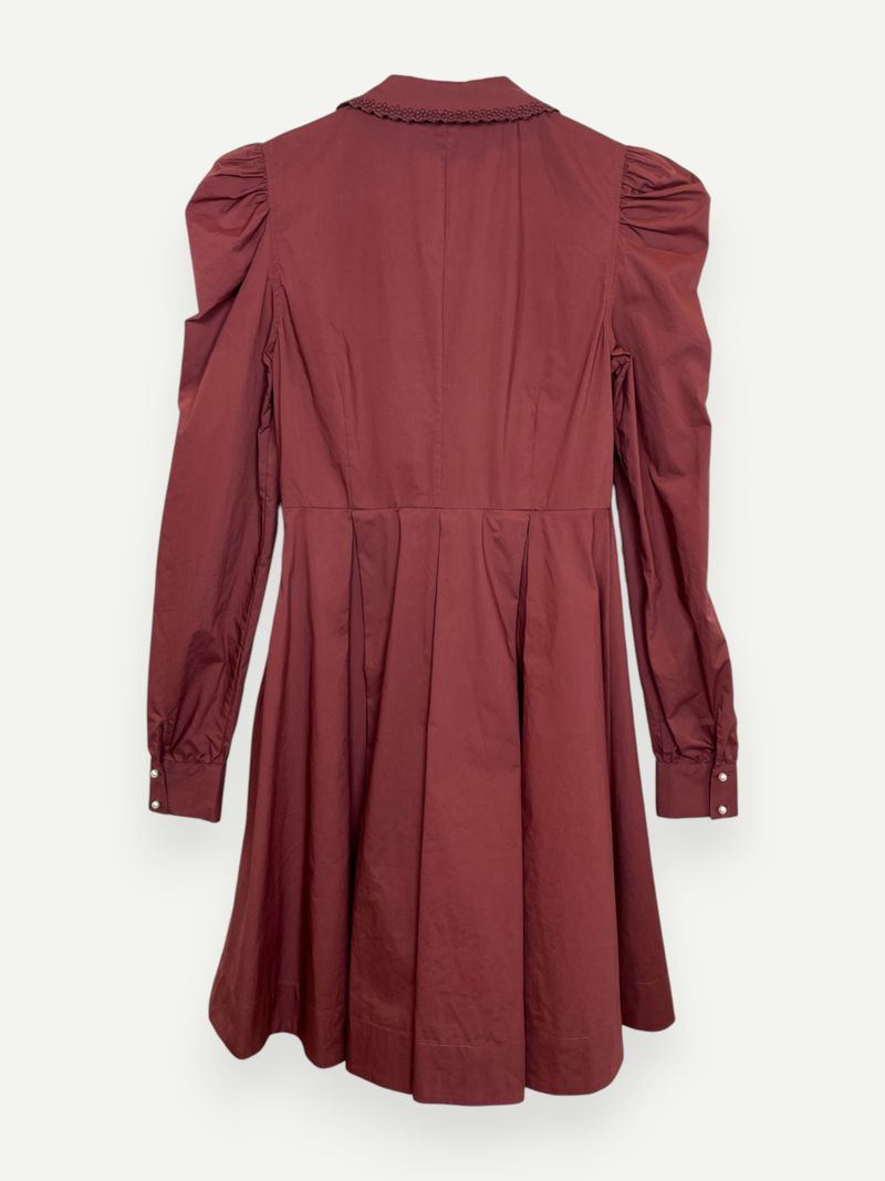 Maroon Cotton Knee Length Dress