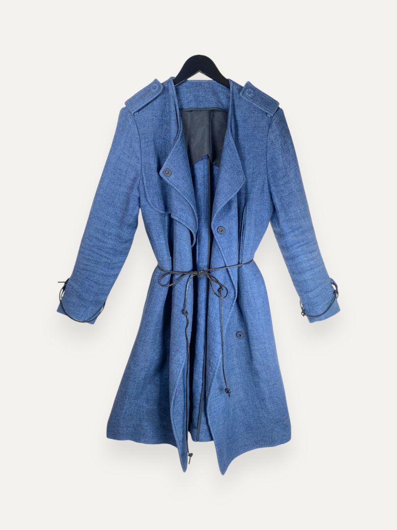 Blue Linen Trench Coat