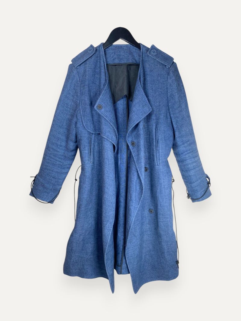 Blue Linen Trench Coat