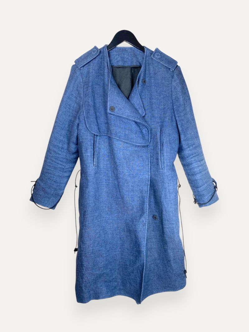 Blue Linen Trench Coat
