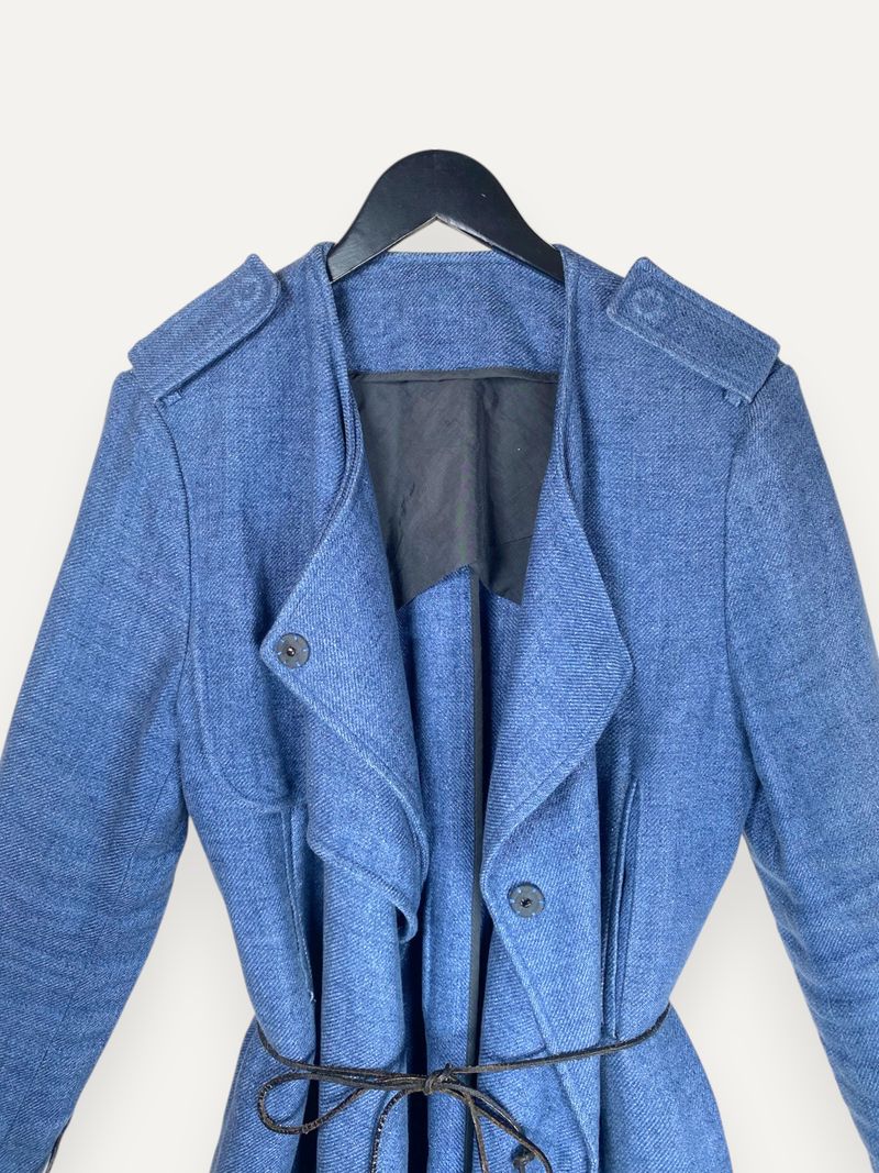 Blue Linen Trench Coat