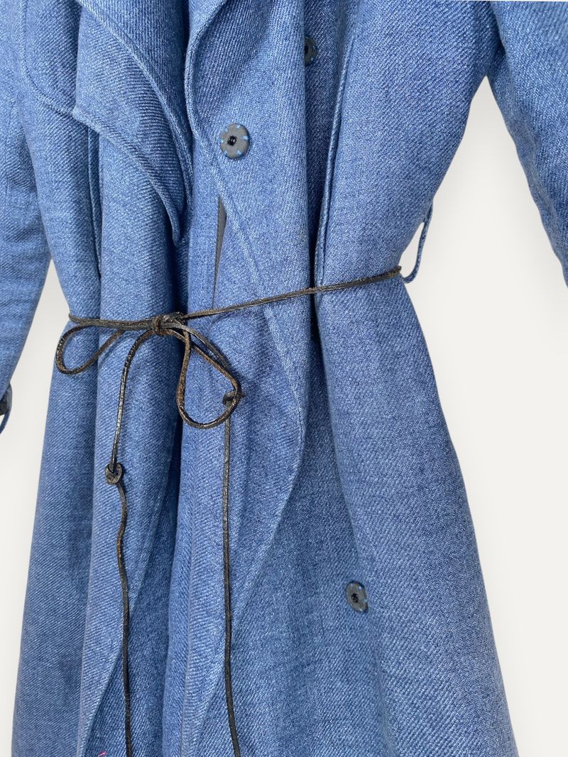 Blue Linen Trench Coat