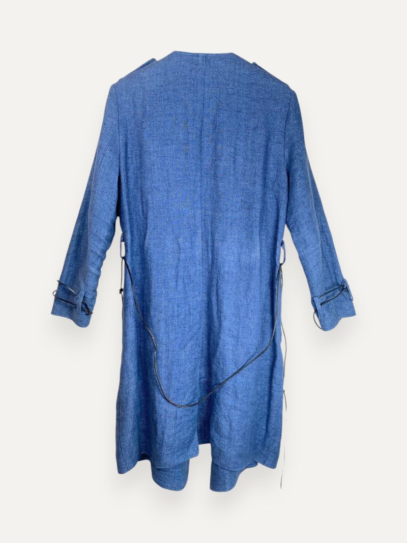 Blue Linen Trench Coat