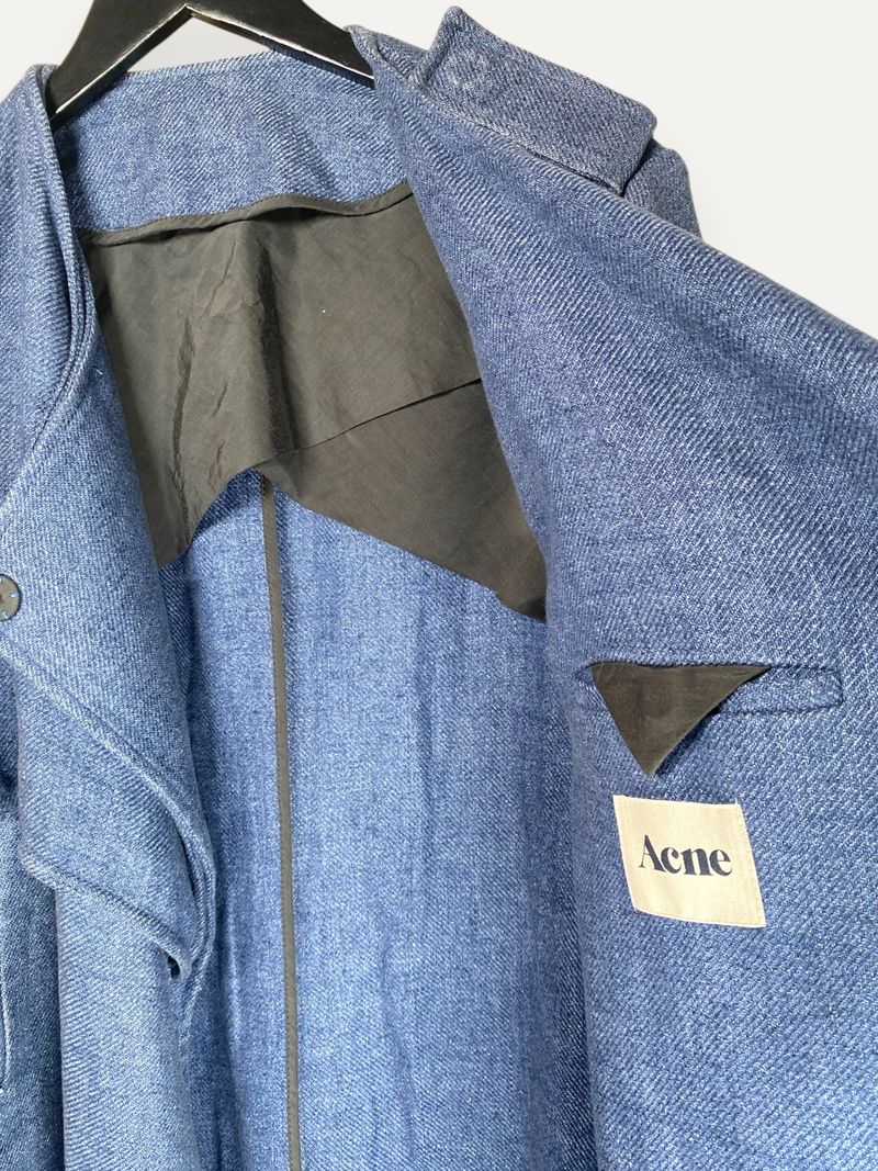 Blue Linen Trench Coat