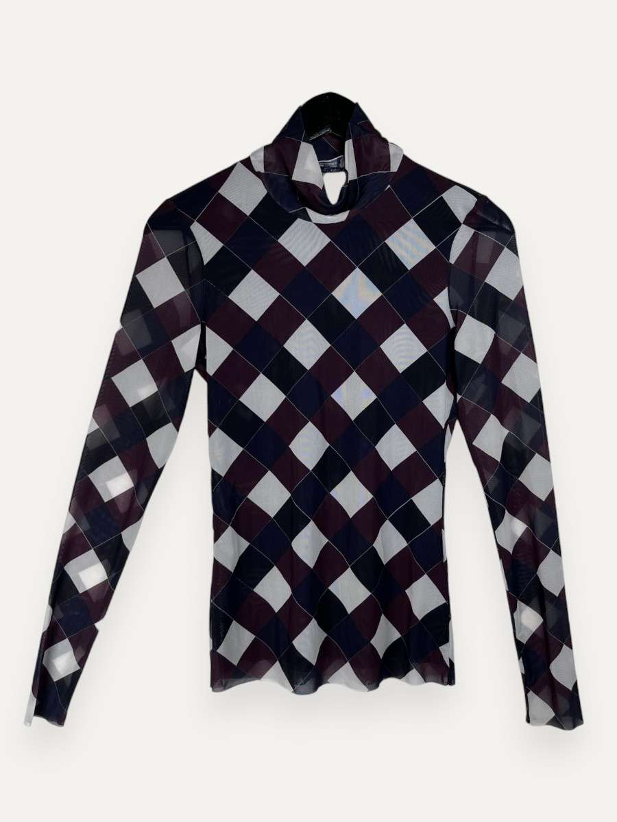 Burgundy & White Long Sleeve Top