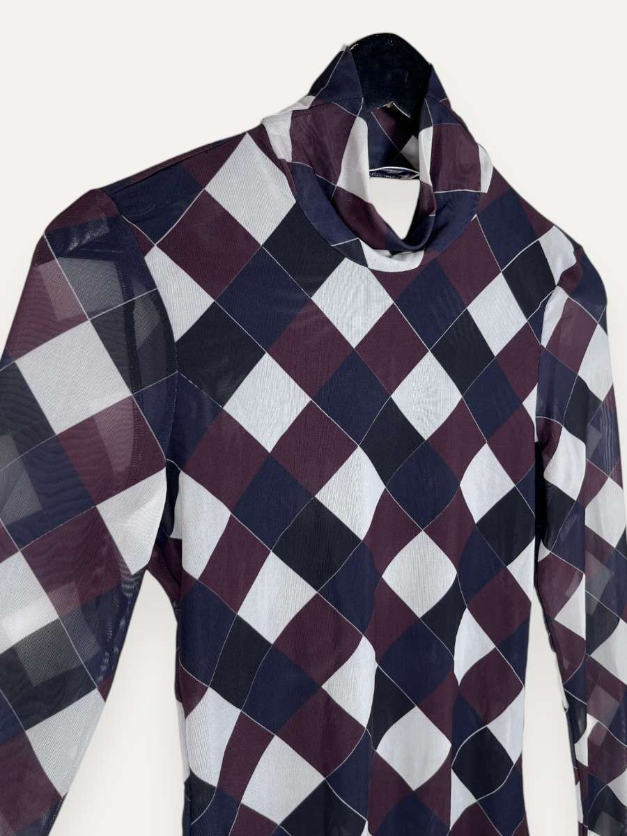 Burgundy & White Long Sleeve Top