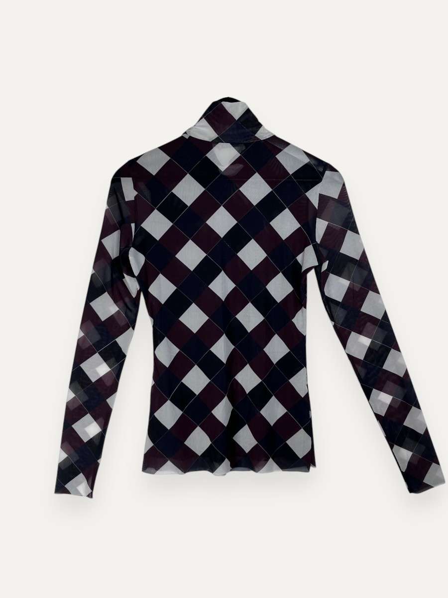 Burgundy & White Long Sleeve Top