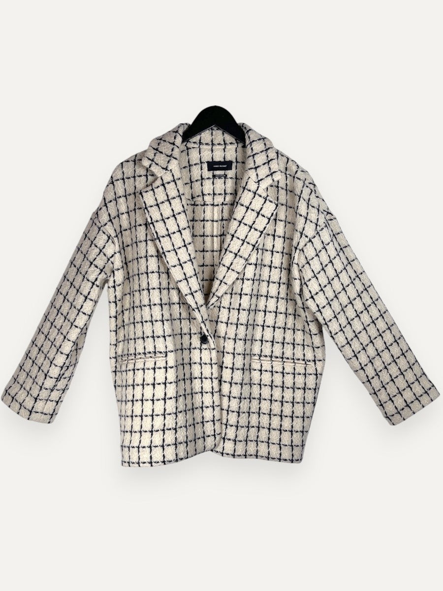 Beige Black Bouclé Blazer Jacket
