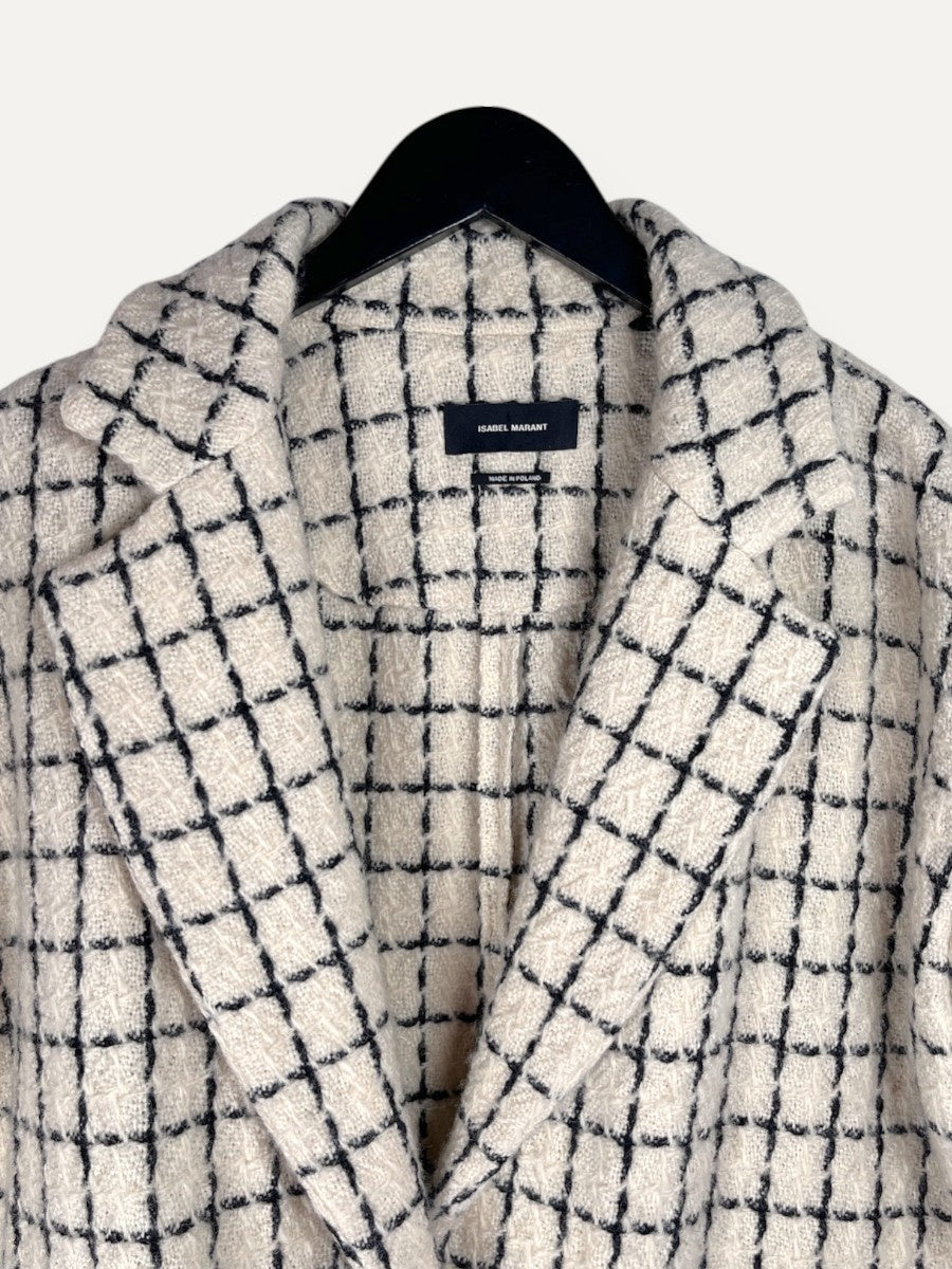 Beige Black Bouclé Blazer Jacket