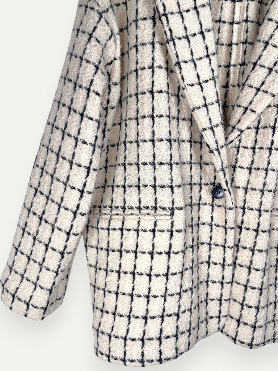 Beige Black Bouclé Blazer Jacket