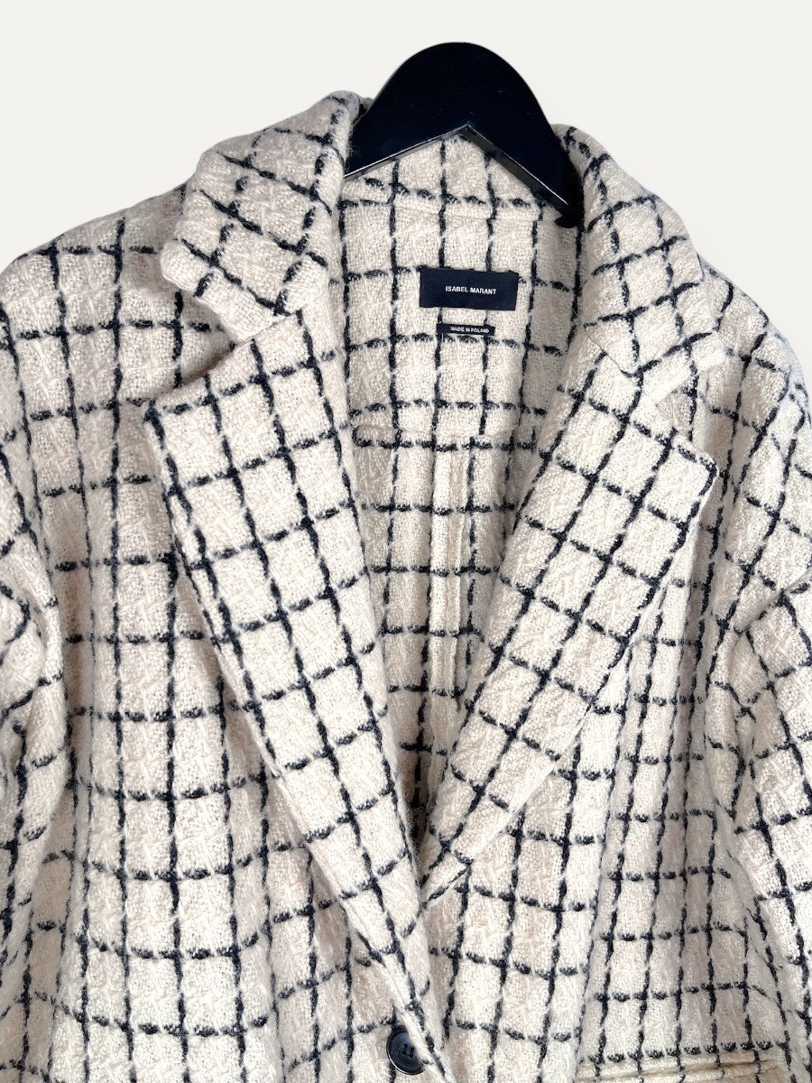 Beige Black Bouclé Blazer Jacket