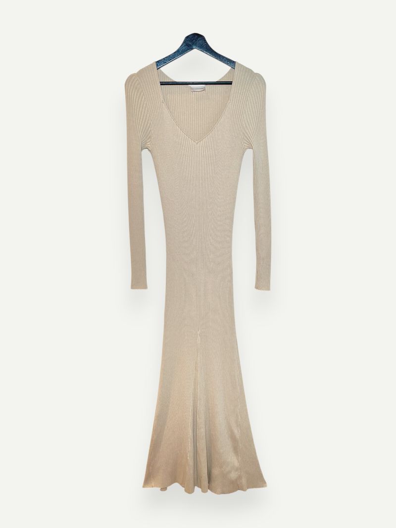 Beige Knitted Maxi Dress