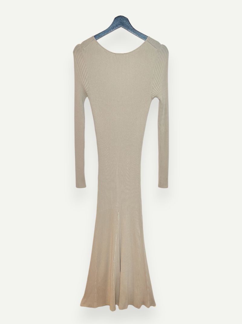 Beige Knitted Maxi Dress