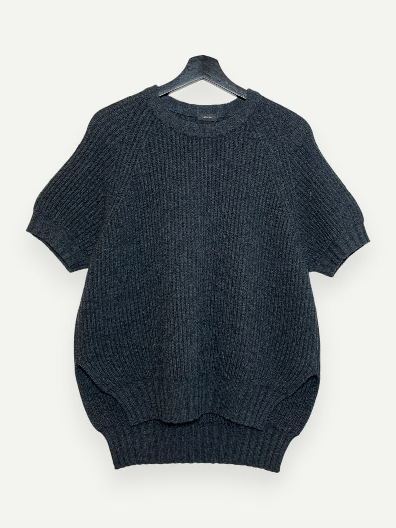 Black Short Sleeve Wool Knit