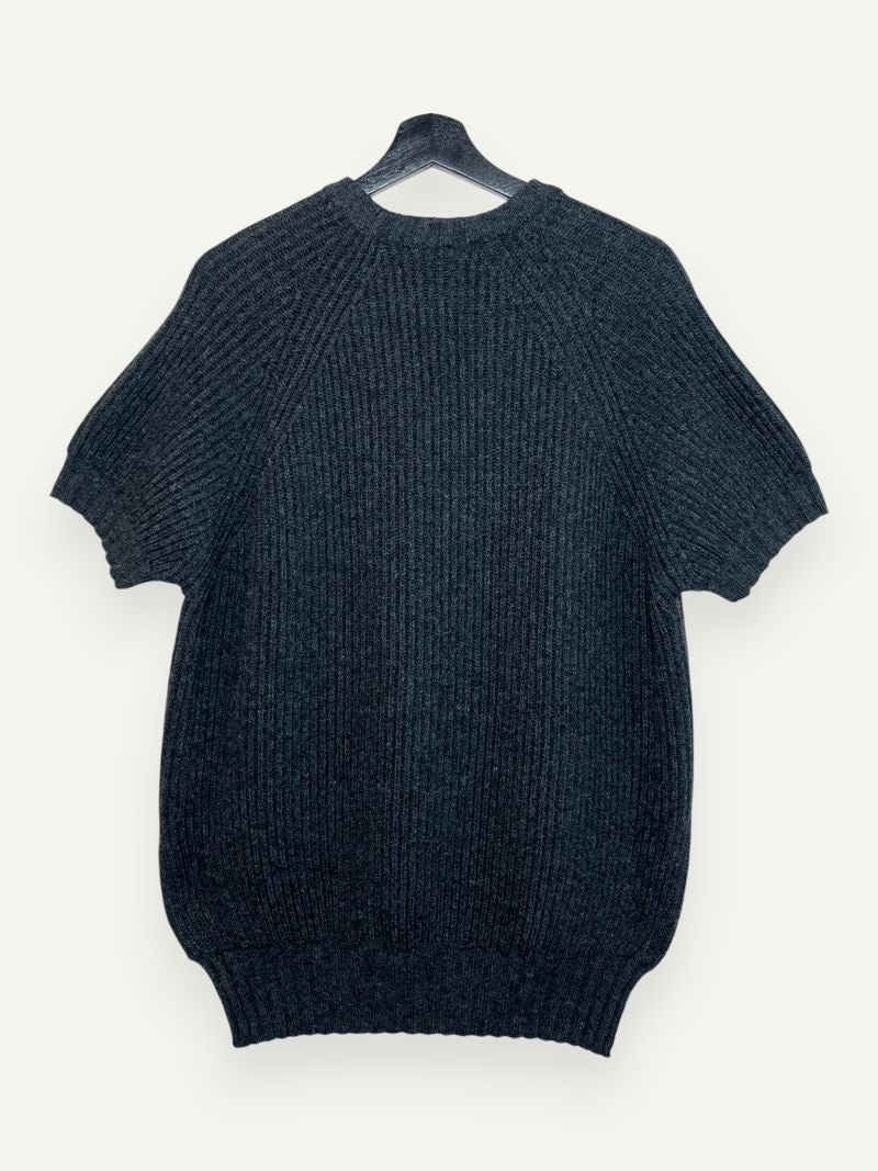 Black Short Sleeve Wool Knit