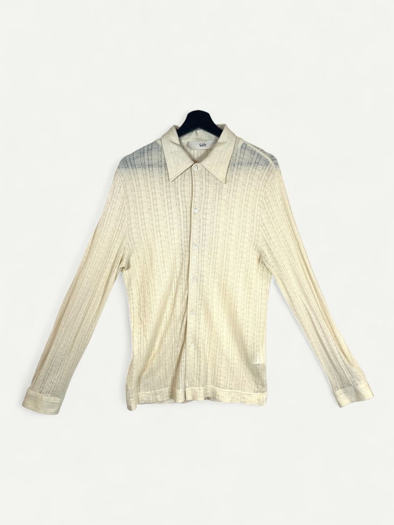 Long Sleeve Beige Cotton Shirt