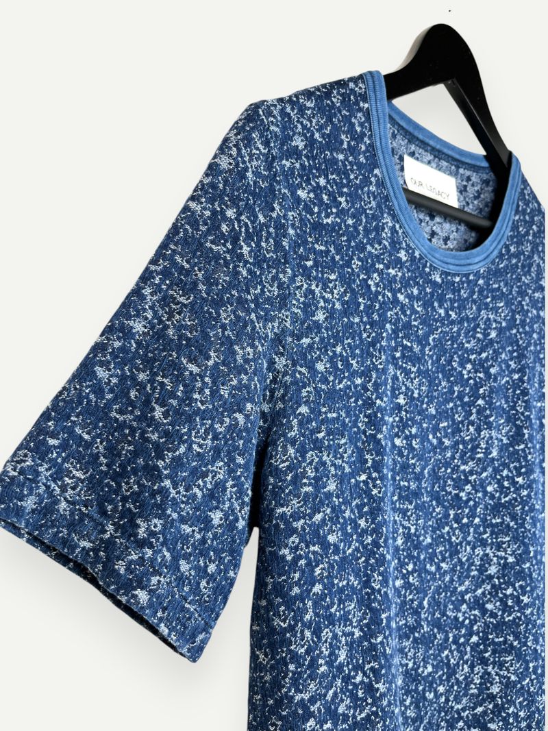 Blue Textured Cotton T-Shirt